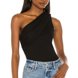 Folded One Shoulder Top in Jet Black